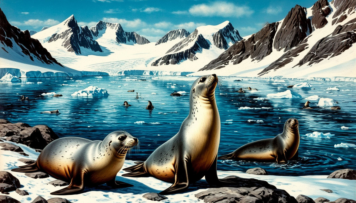 Тюлени смотрят в небо, ждут самолетов