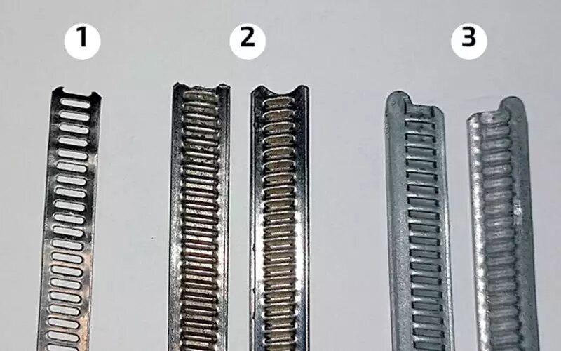    Конструкция хомутов: 1 – просечные; 2 – с двусторонней накаткой; 3 – с односторонней накаткой.