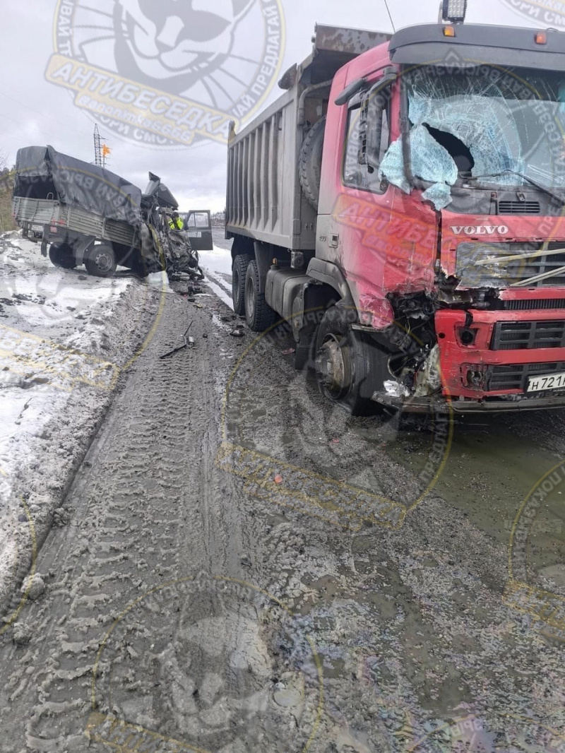    Кабину грузовика смяло после столкновения с самосвалом в Карелиипаблик "АНТИБЕСЕДКА - КОСТОМУКША"