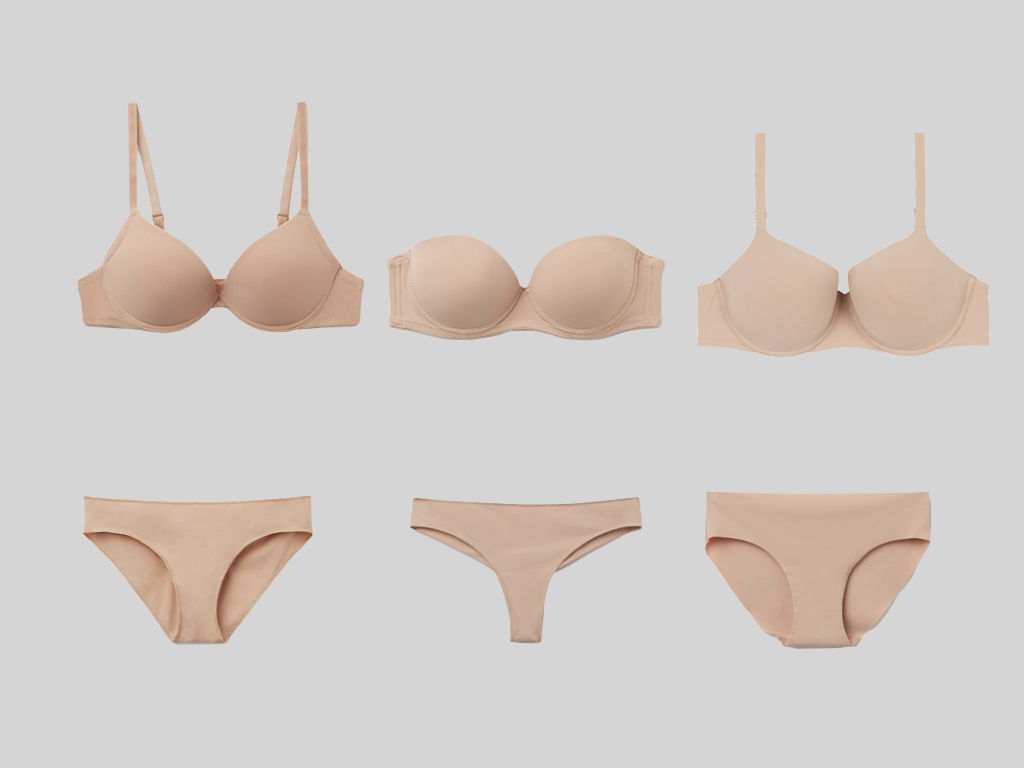 Примеры базового бежевого белья. Если грудь большая, бюстгальтеры нужны чуть иные, чтобы была хорошая поддержка  