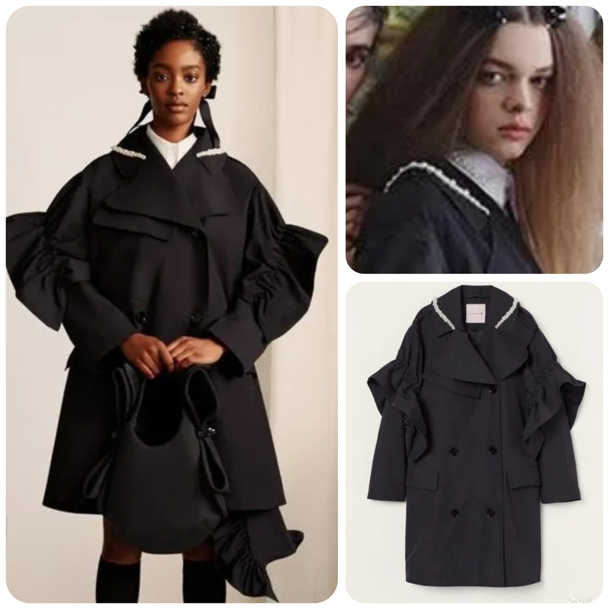 Вышивка жемчугом присутствует везде, даже на элементах верхней одежды.