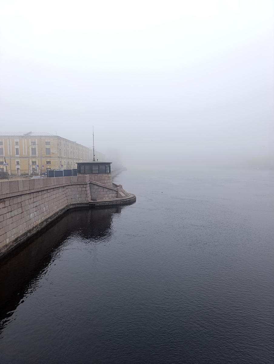 Спуск к Неве у Тучкова моста со стороны Петроградской стороны. 