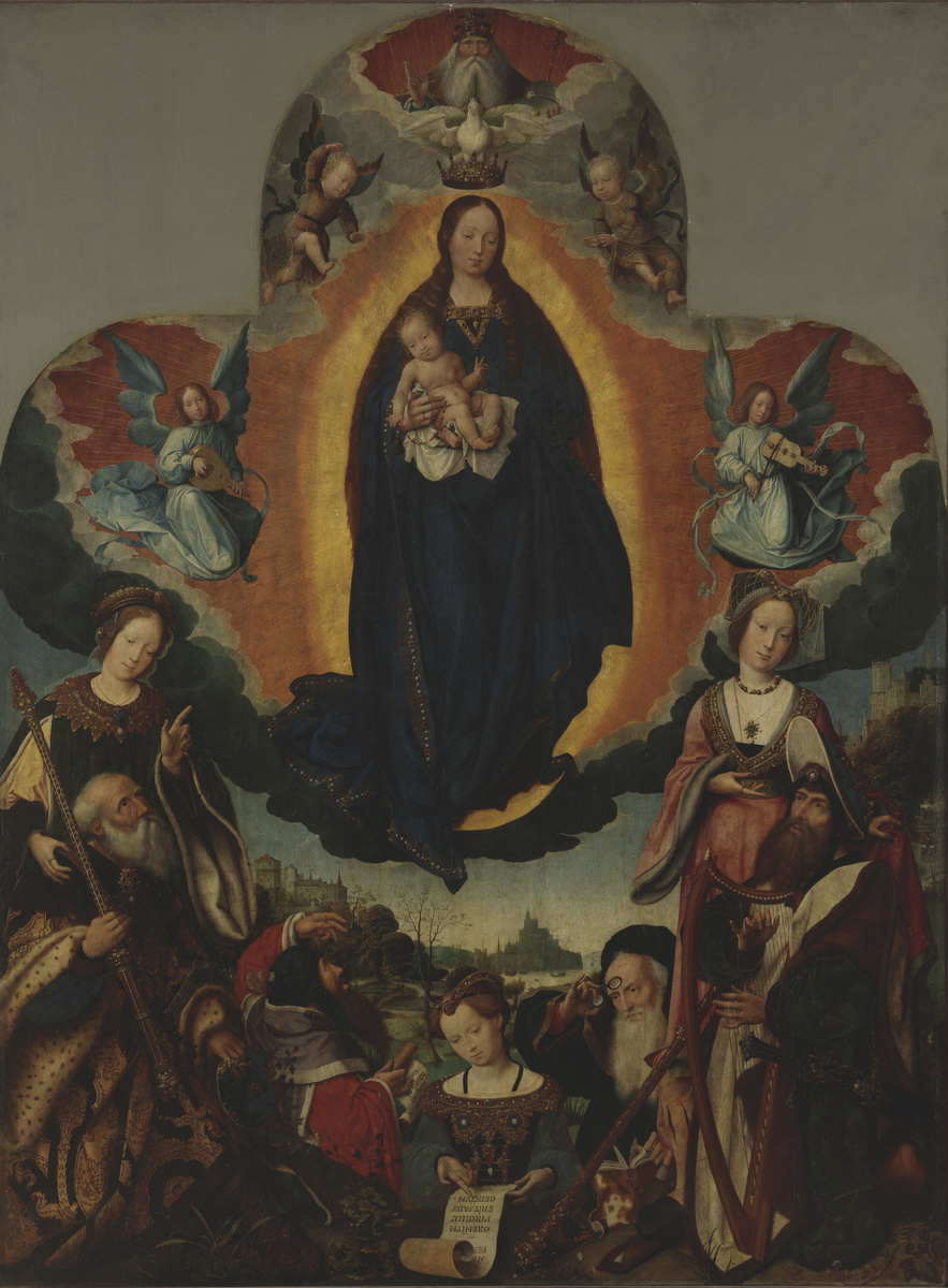 Ян Провост. Мария во Славе. Нидерланды. 1524 г. Холст; масло. Картина до реставрации. Общий вид.