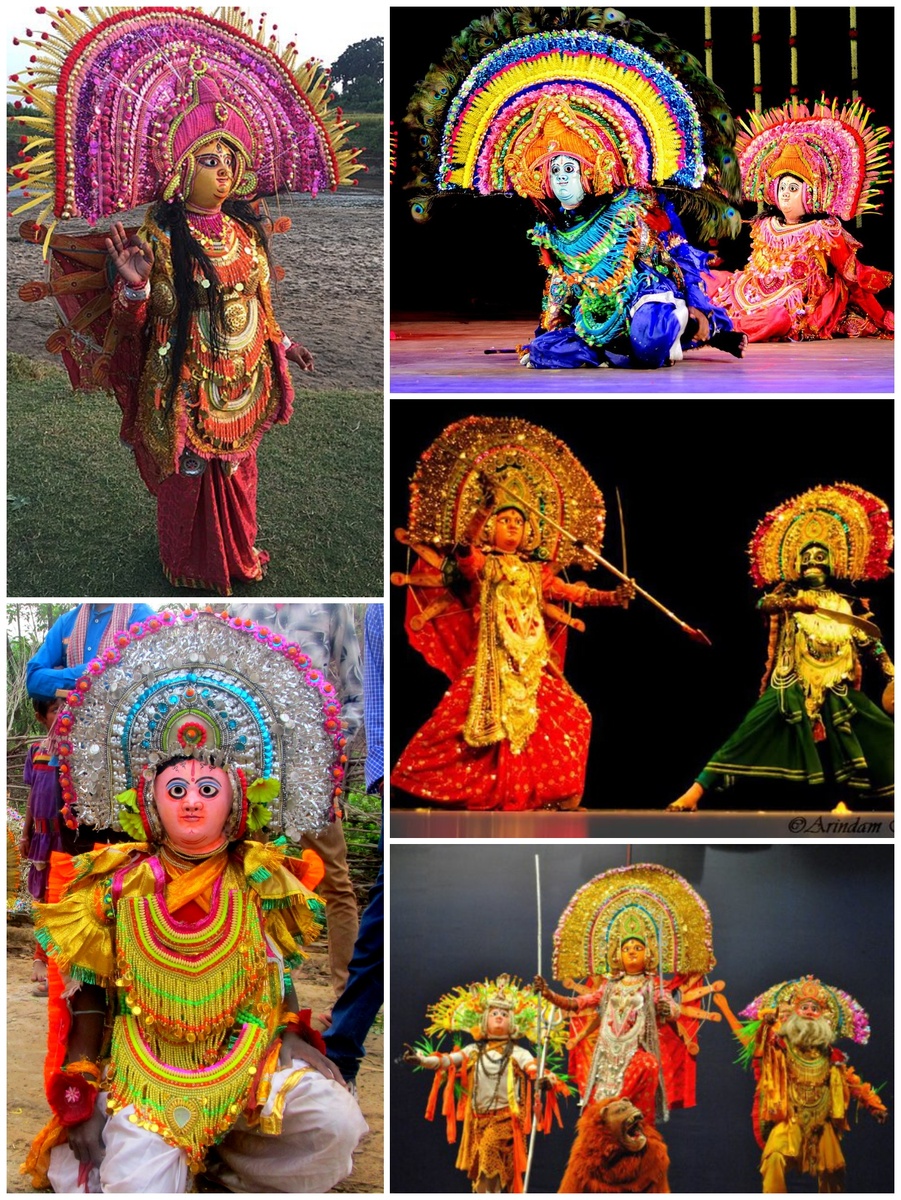 chhau штата Джаркханд. Чхау — форма исполнительского искусства, распространённая на плато Чхота-Нагпур в Восточной Индии. В пластике танца сочетаются движения мастеров боевых практик, а также имитируются навыки, связанные с крестьянской повседневной работой и с охотой.