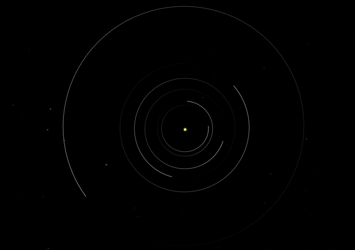 Система Кеплер-11, если смотреть на неё сверху, представляет собой планетарную систему «горошины в стручке».
