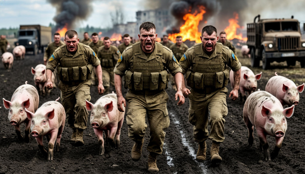 На фото: Солдаты ВСУ бегут споля боя / Коллаж ИА Новости России