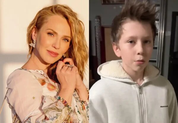    Альбина Джанабаева с сыном. Фото: ТВЦ