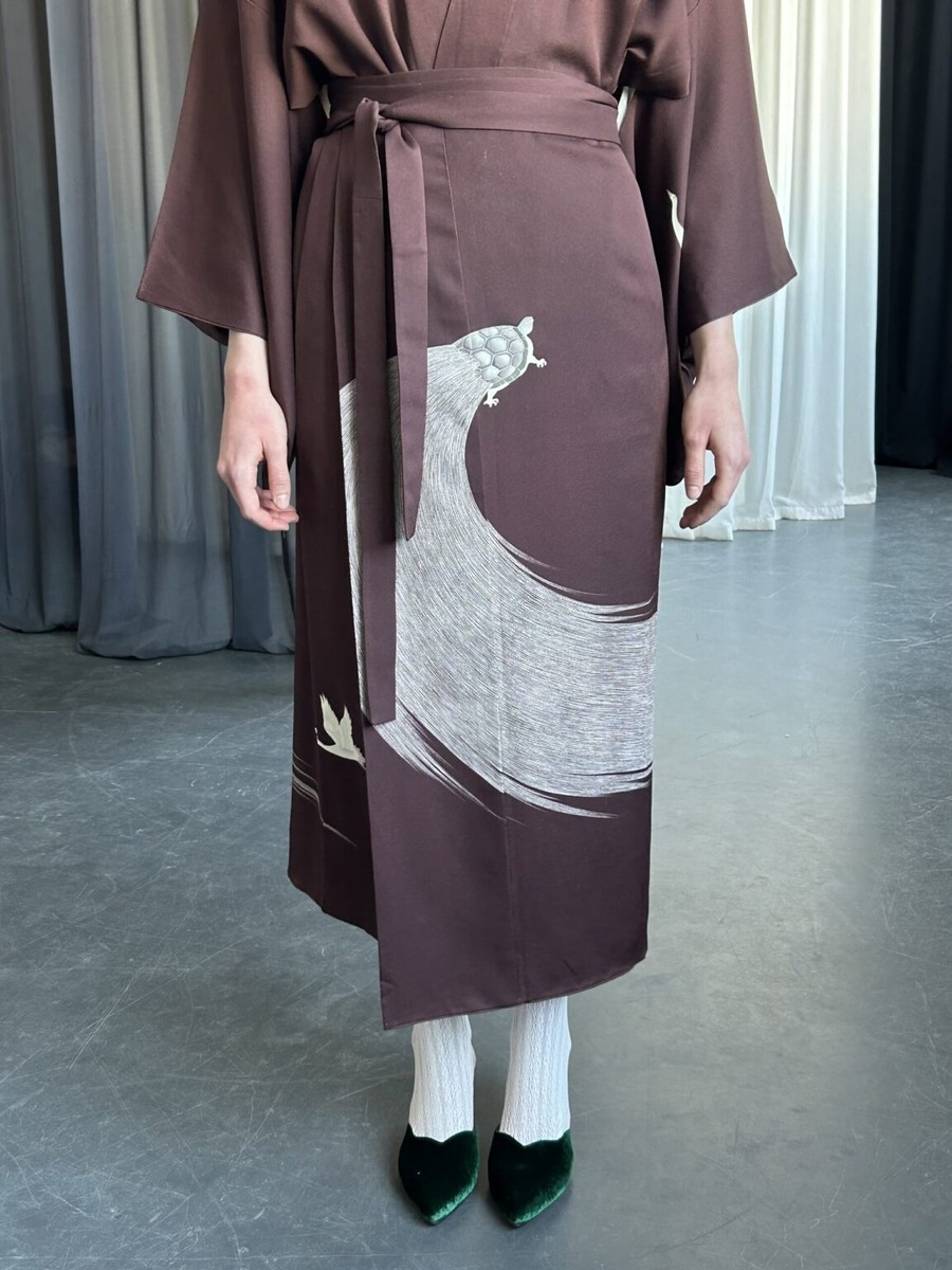 Кимоно с журавлями и черепахой