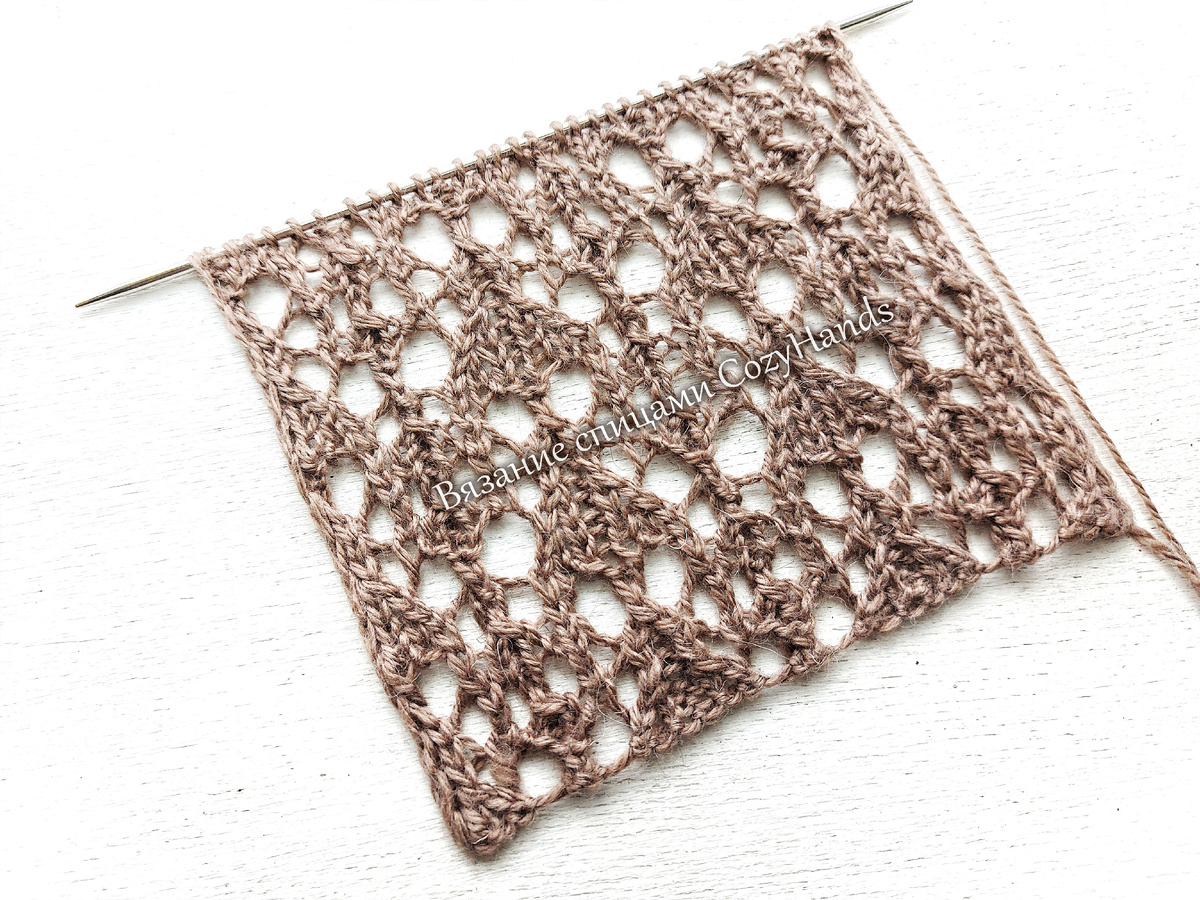 Ажурный узор для вязания джемпера, кардигана, летнего топа, палантина