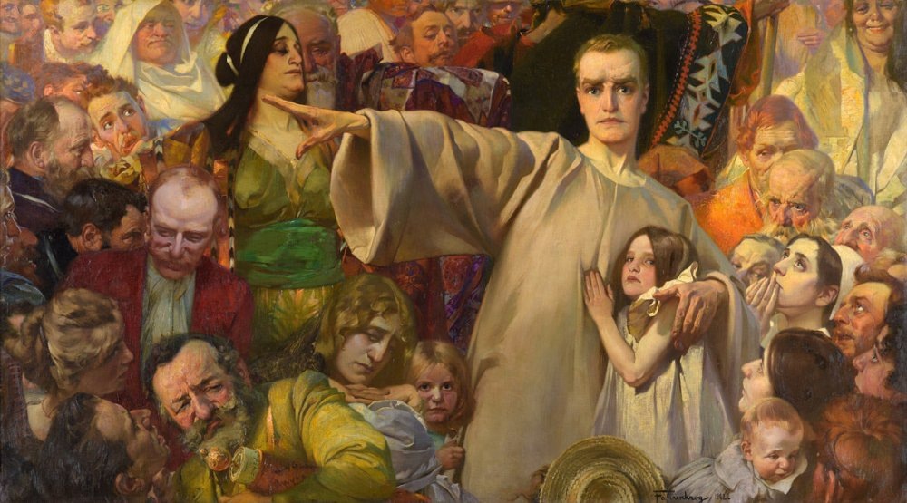Offenbarung (Богоявление), автопортрет Людвига Фаренкрога, 1902 г., который участвовал в создании ряда неоязыческих и немецких этнонационалистических религиозных групп в начале XX века.