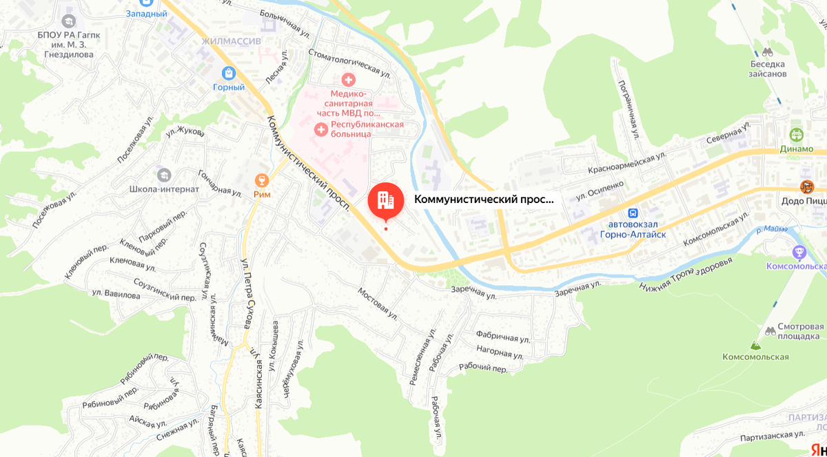 локация нового проекта в горно-алтайске от застройщика Брусника