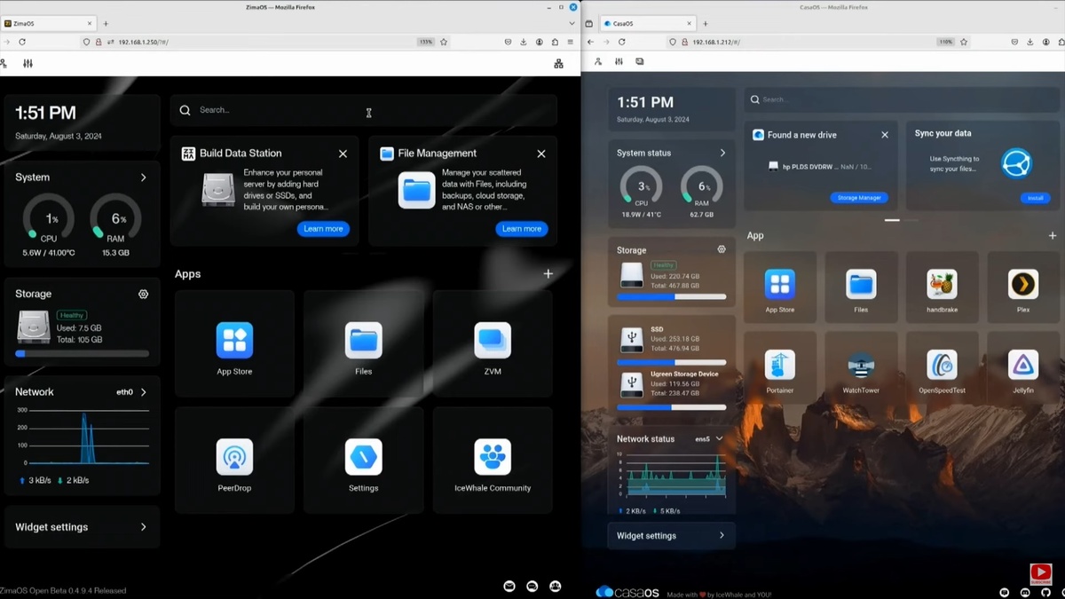 Interface ZimaOS and CasaOS - YouTube channel TechMadeEZ