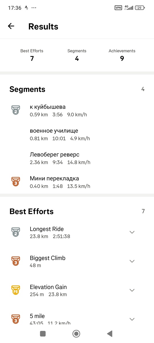 Скриншот приложения Strava.