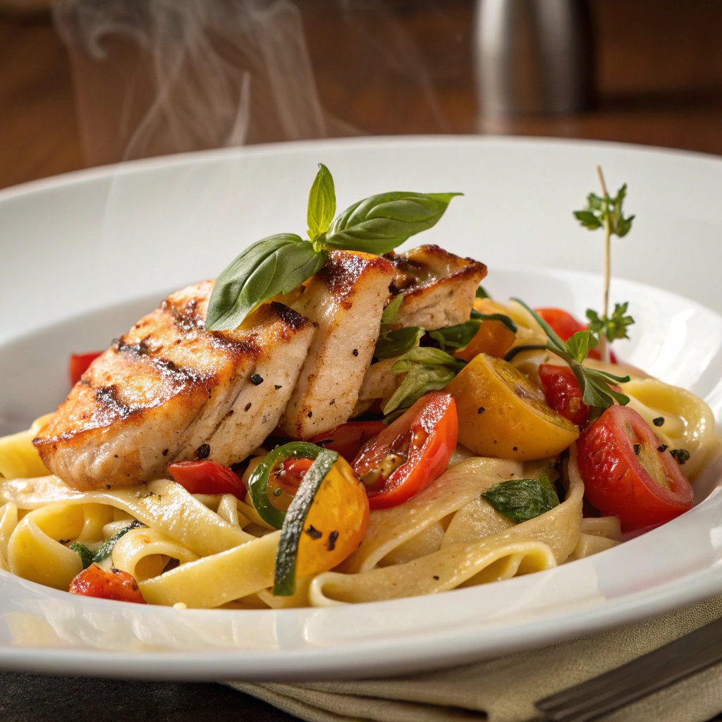 Паста с курицей и овощами за 30 минут