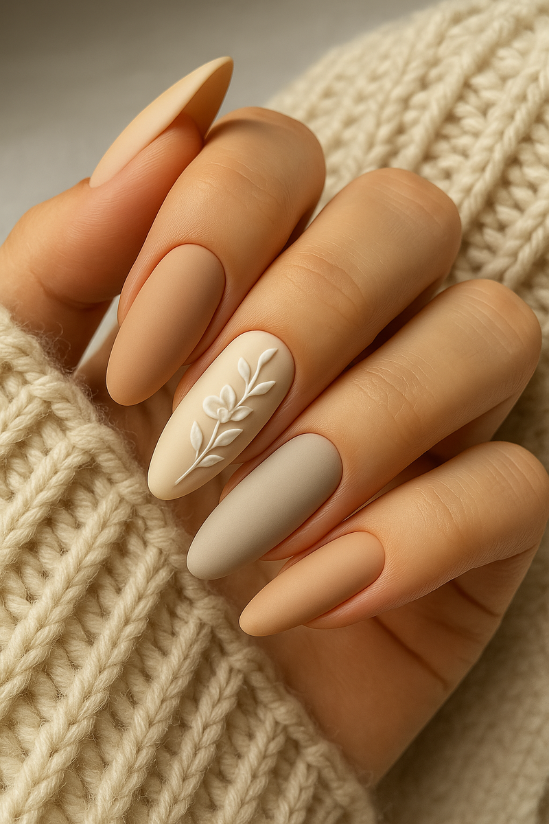 Матовый нюд с объемным рисунком