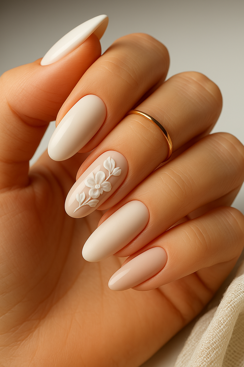 Молочно-бежевый с 3D-цветком