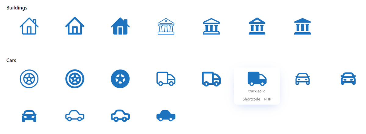 Несколько иконок по разным темам, доступных в плагине