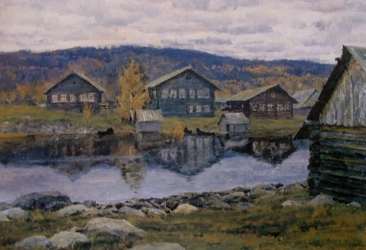 Н.П.Федосов. Северная деревня. 1950-е. Серпуховской художественный музей.