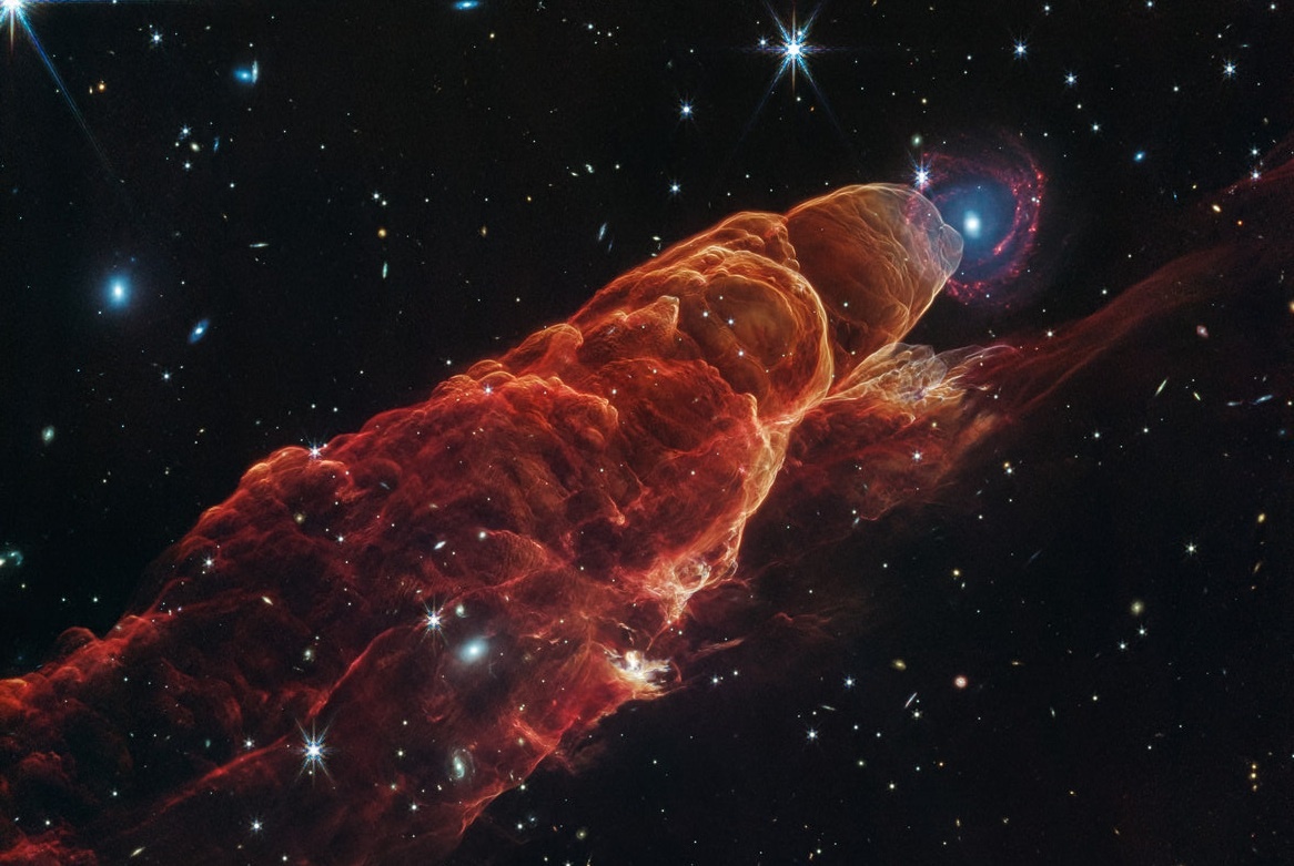 Изображение объекта Хербига-Аро 49/50, полученное с помощью телескопа «Джеймс Уэбб» (Источник изображения: ESA)