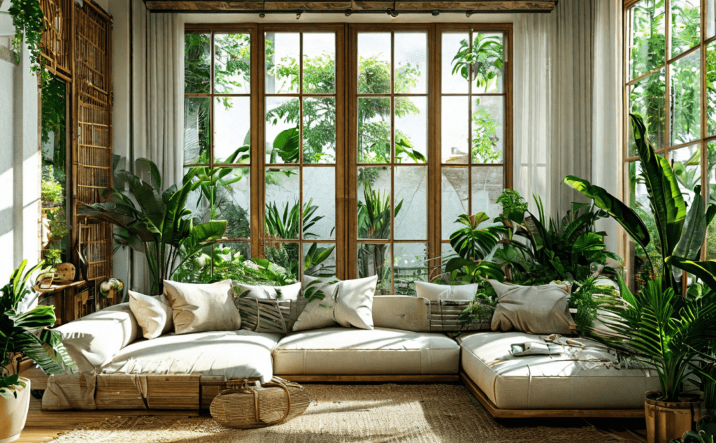    Дизайн интерьера с белыми стенами и экосовременным стилем Keri