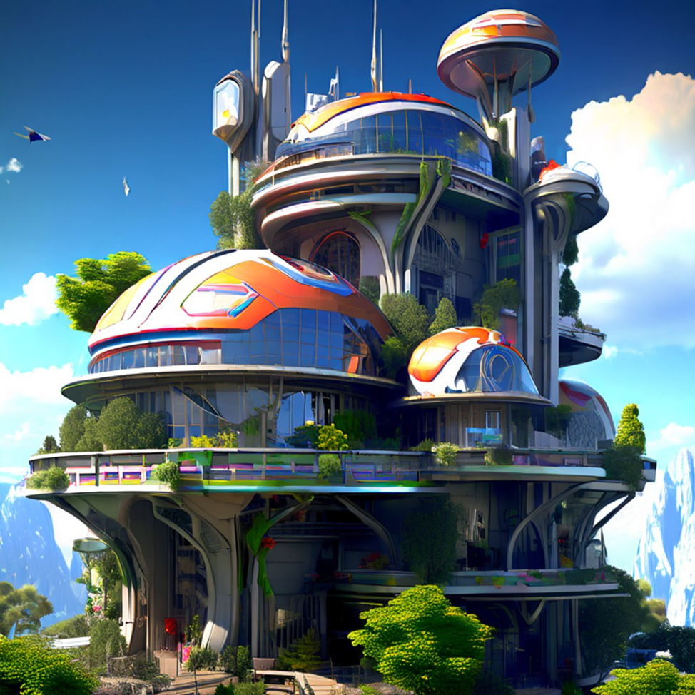 Здание будущего, сгенерированное ИИ