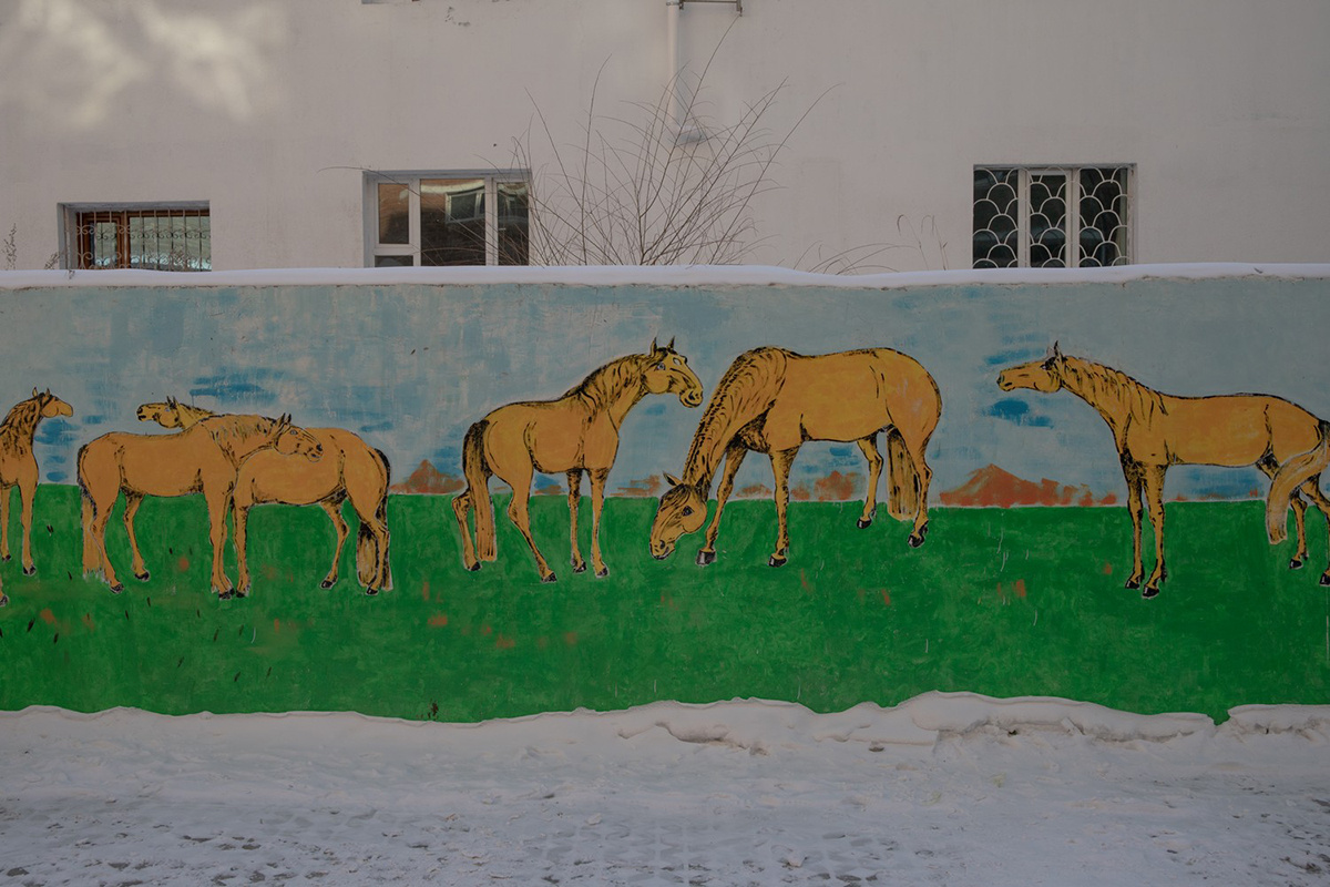 Расписанная стена во дворе жилого дома в Улан-Баторе
Фото: Аюна Шагдурова