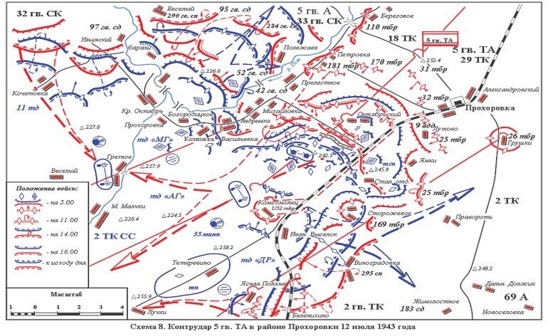 Карта Прохоровского сражения. Фото из интернета