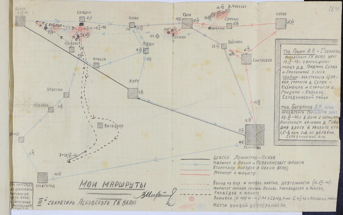 Маршруты В.Ф. Михайлова. ЦГАИПД СПб. Ф.116. Оп. 1-1. Д. 381. Л. 26