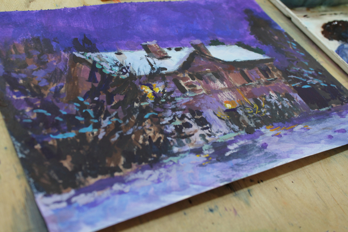 Художник Александр Титов. Бумага, темпера, 20х30 см