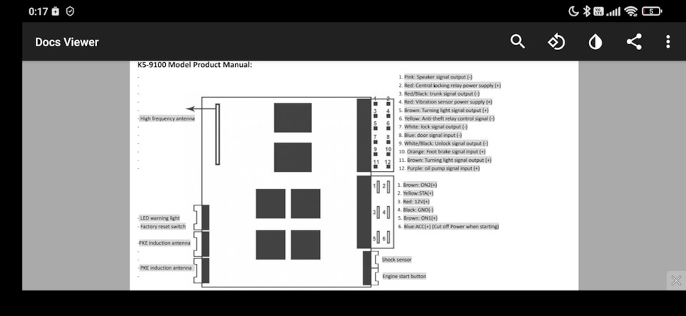 Общее расположение контактов и колодок блока сигнализации