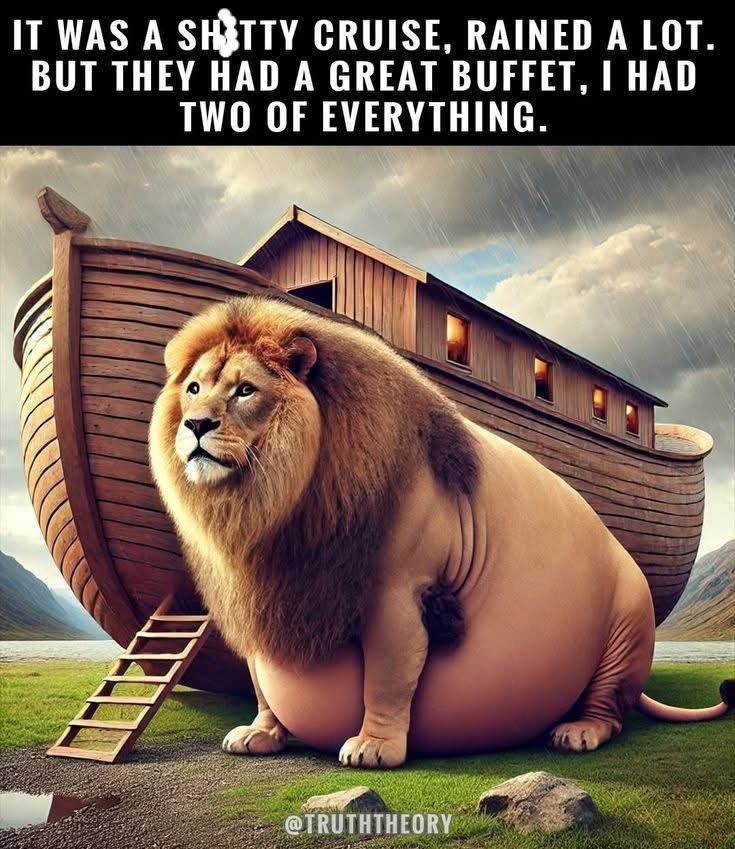 "Это был отвратительный круиз, всё время шёл дождь. Но шведский стол был шикарный — я съел по две порции всего." Картинка из открытого источника. 