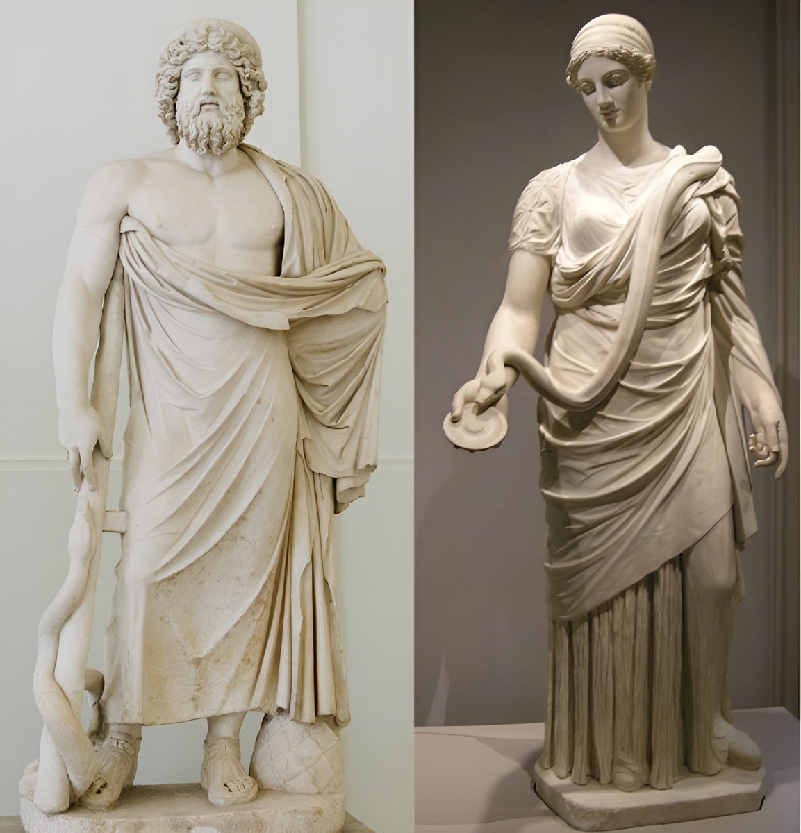 Бог медицины Асклепий и его дочь Богиня чистоты и здоровья Гигиея