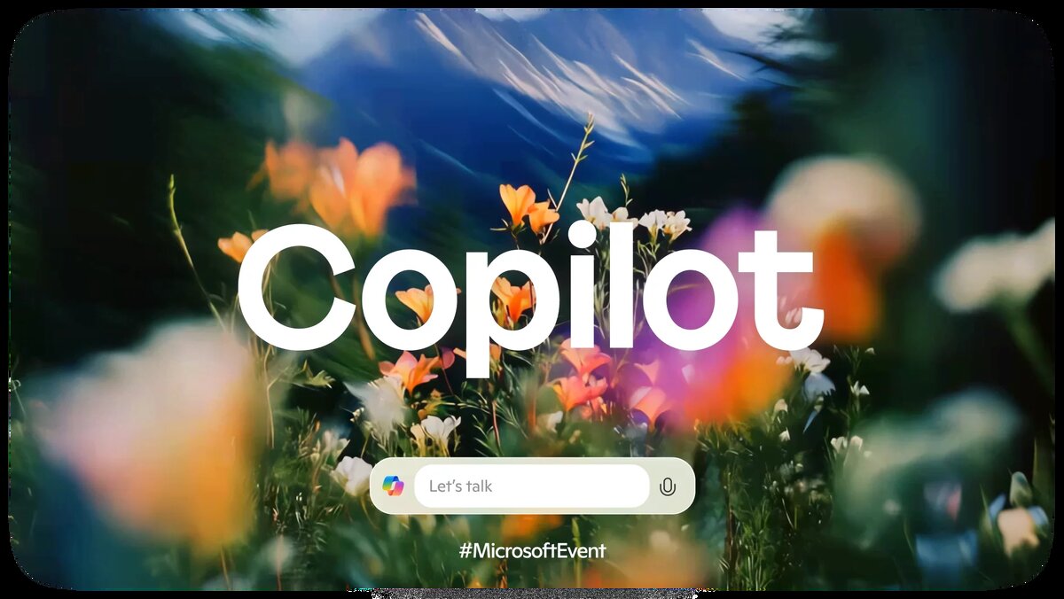 Изображение: Microsoft. Логотип специального мероприятия "50-летие Майкрософт, и умный помощник "Копилот"".