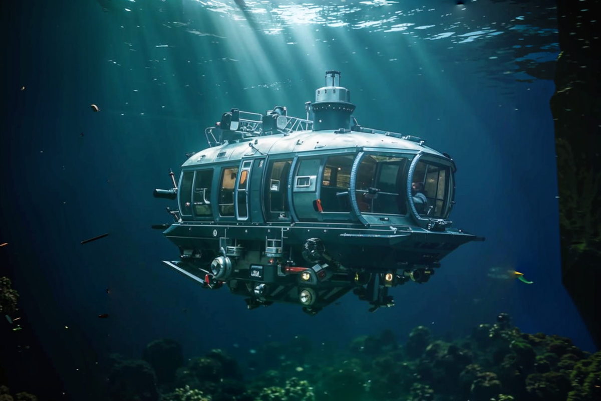 Батискаф в Хургаде затонул в 1 км от берега.  Фото: Изображение сгенерировано нейросетью Kandinsky 3.1