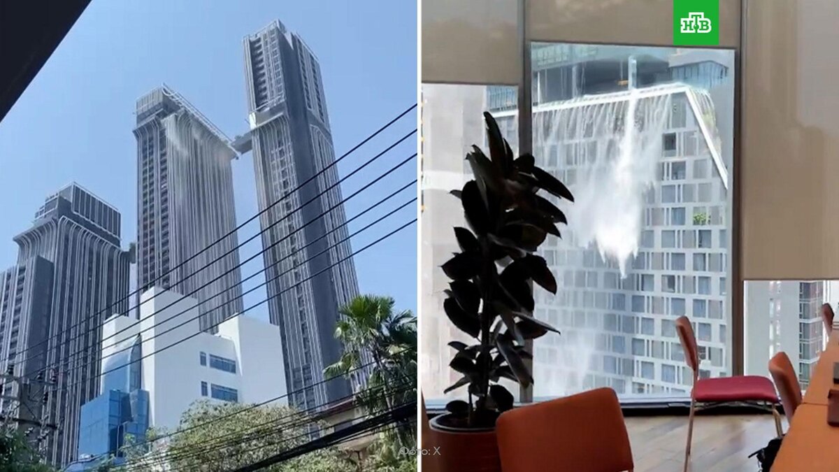    Землетрясение в Таиланде: вода хлещет с крыш небоскребов