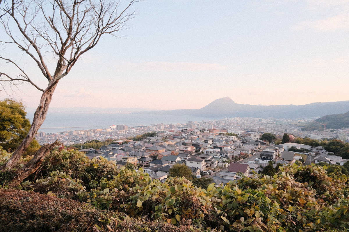 Вид на Беппу со смотровой площадки Kifune Castle.