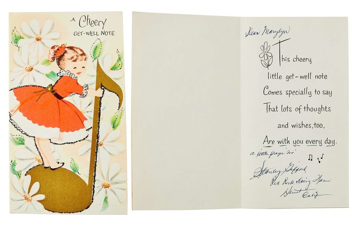 Открытка Стэнли Гиффорда. Аукцион Julien's Auctions и TCM Presen, 2022г.