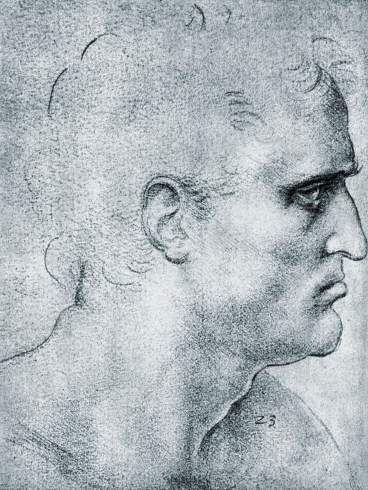 Леонардо да Винчи. Рисунок головы к картине "Тайная вечеря"