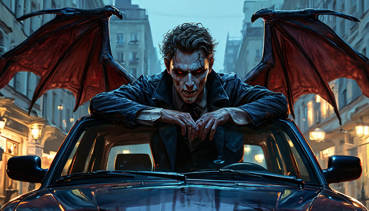 Без вампирской темы сегодня, увы, не обошлось. "Шедеврум", как и я, наверное, решил вспомнить песню "Ночь" небезызвестной группы "Пикник": "Ночь шуршит над головой, как вампира чёрный плащ".