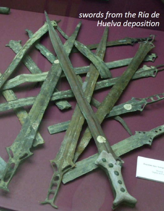 Мечи кипрского типа (металл тоже кипрский) из речного клада в Испании.