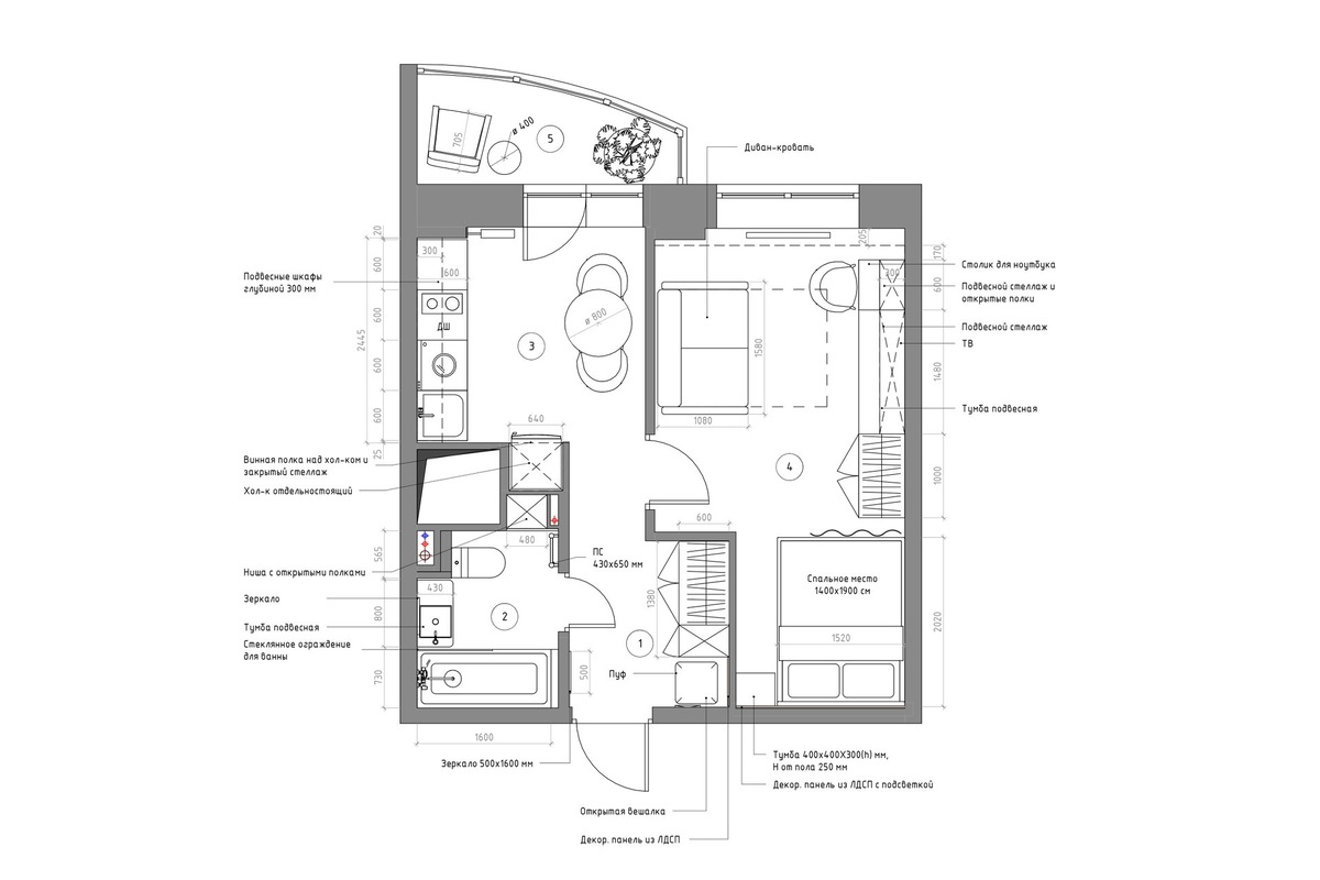 Итоговая планировка и расстановка мебели