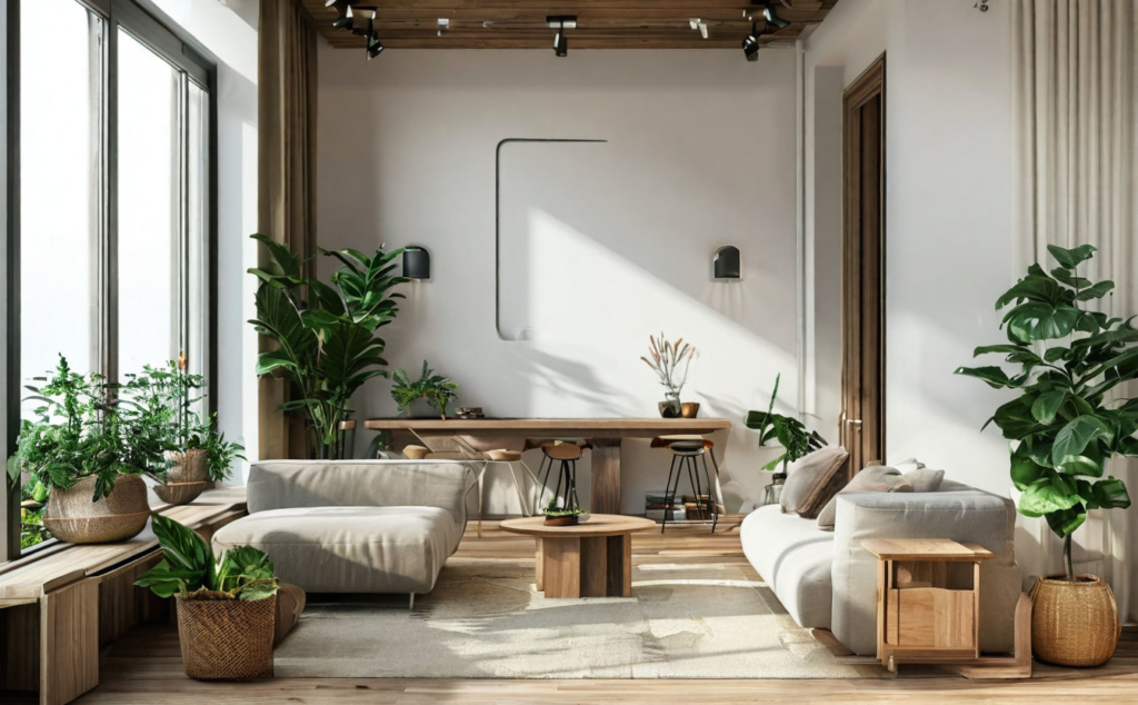    Дизайн интерьера в минимализме с белыми стенами Keri