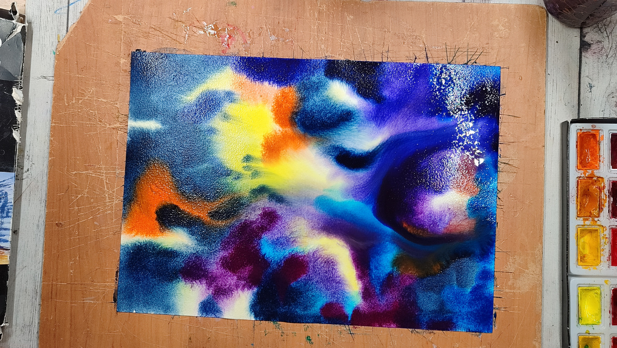 Космос мастер класс по мокрому