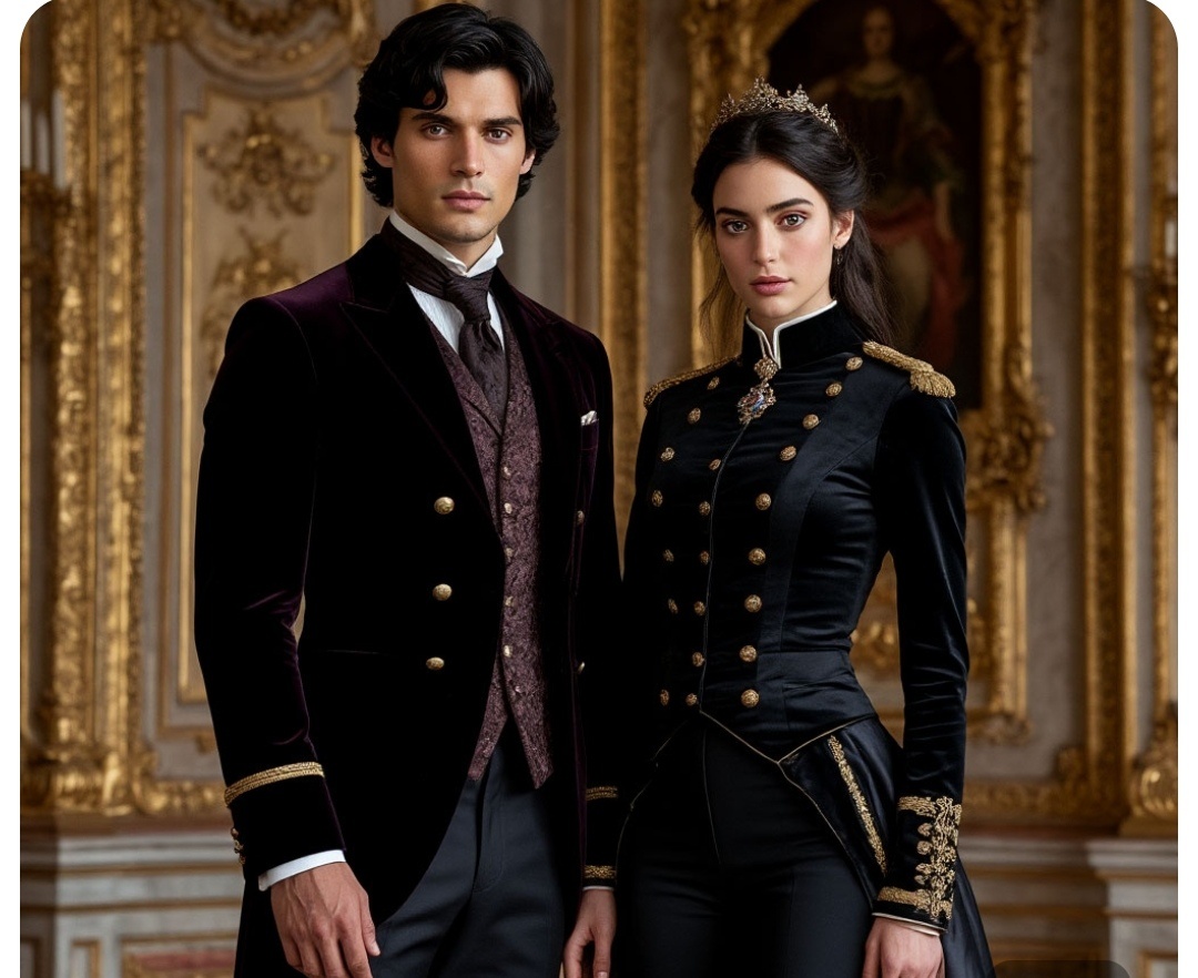 Король Найджел и принцесса Вивьен, она же офицер разведки. Оба счастливые вдовцы. Пока что. Нарисовала нейросеть Шедеврум. 