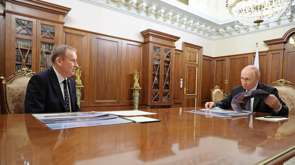 Президент России Владимир Путин и губернатор Ленинградской области — председатель правительства Ленинградской области Александр Дрозденко.📷Фото: пресс-служба президента РФ