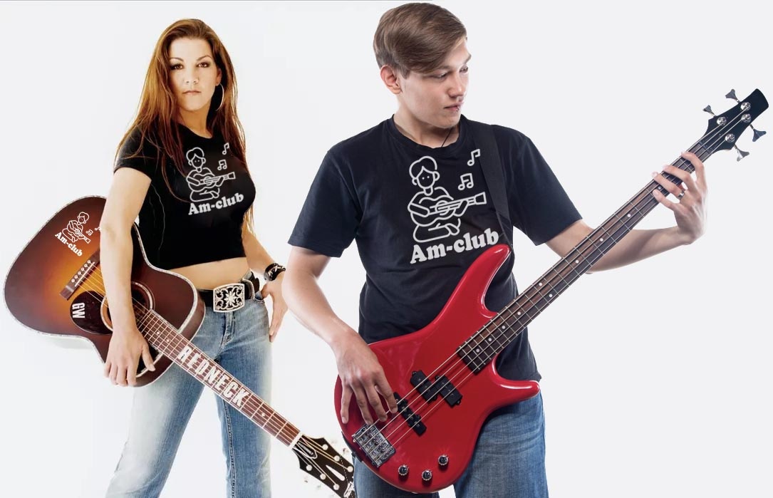 Термо-наклейки на футболках у членов музыкального клуба