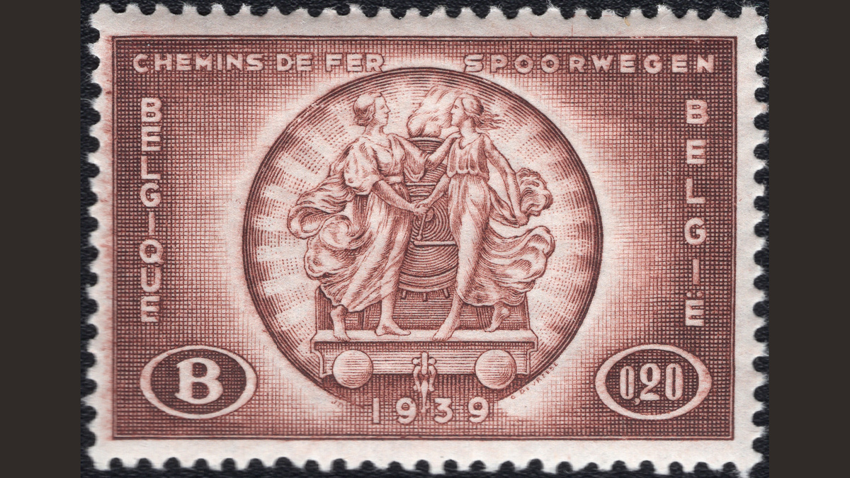 1. Бельгия, 1939 год, № E 195. Часть грузового вагона с буфером. Международный железнодорожный конгресс в Брюсселе.