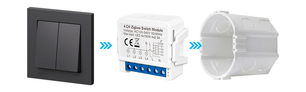 Умное реле в подрозетнике за выключателем освещения