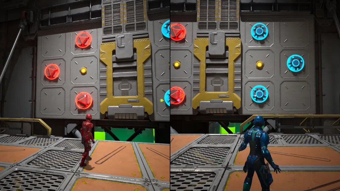 В мирах Мио все стабильно: чаще всего для прохождения уровней вы активируете разноцветные механизмы и прыгаете по серо-коричневым платформам