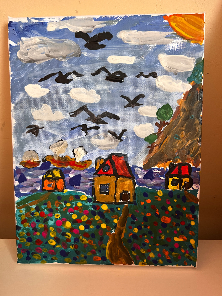 Работа ребенка на холсте